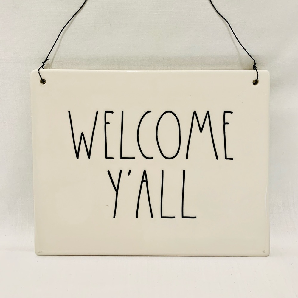 Rae Dunn Welcome Y’all Ceramic Wall Sign Decor